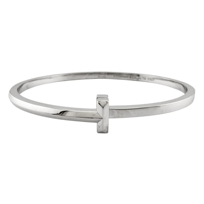 ティファニー ティファニーT Tワン ナロー ヒンジ バングル 18金 K18ホワイトゴールド レディース TIFFANY&Co. 中古