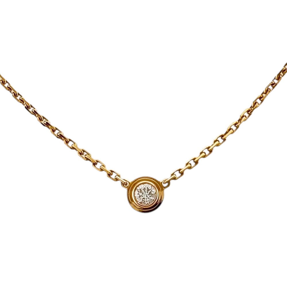 カルティエ ダムール ディアマンレジェ 約0.04ct ネックレス 18金 K18ピンクゴールド ダイヤモンド レディース CARTIER 中古