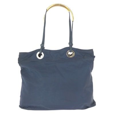 PRADA プラダ テスート 三角ロゴプレート ネイビー ゴールド金具 ナイロン トートバッグ ショルダーバッグ 602332 【中古】