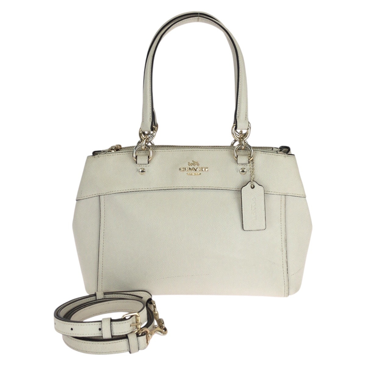 COACH コーチ 2way オフホワイト ゴールド金具 レザー ショルダーバッグ ハンドバッグ 601057 【中古】