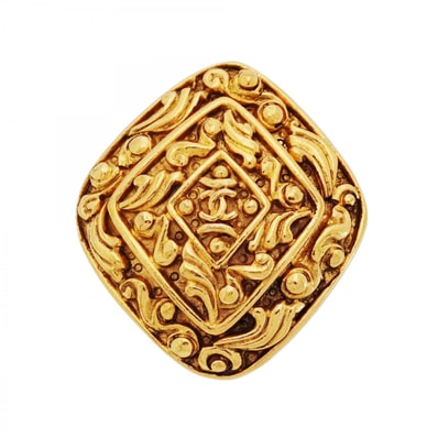 【6jdb0535-k】シャネル ブローチ ヴィンテージ ココマーク 菱形 GPメッキ ゴールド【中古】レディース