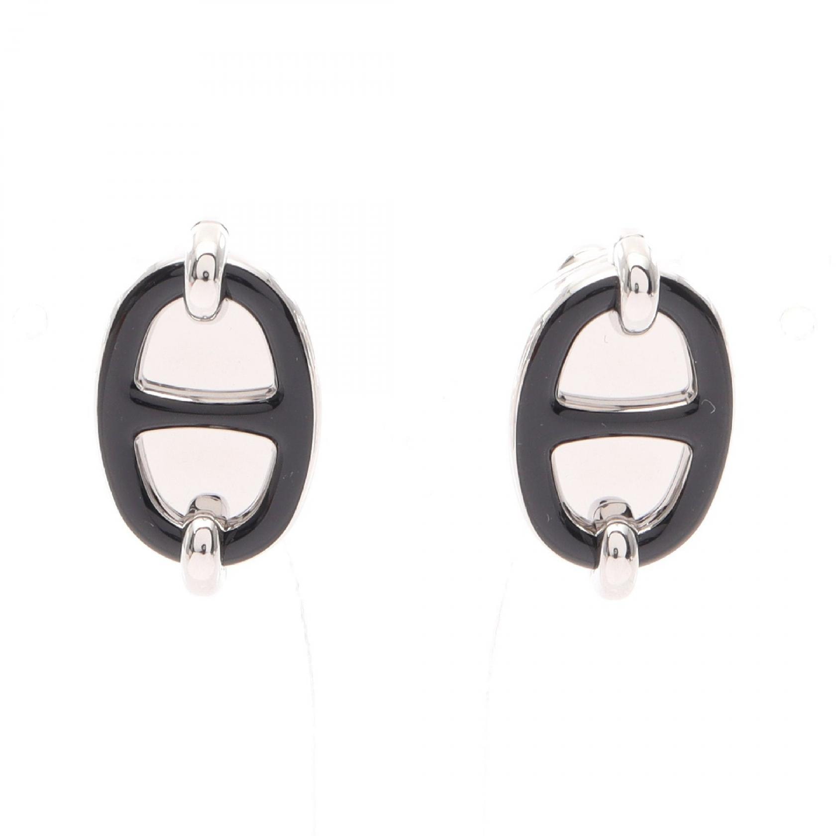 エルメス HERMES ミニ マイヨン ピアス ピアス ジュエリー ステンレススチール レディース シルバー系 / ブラック系 ST0254 【中古】