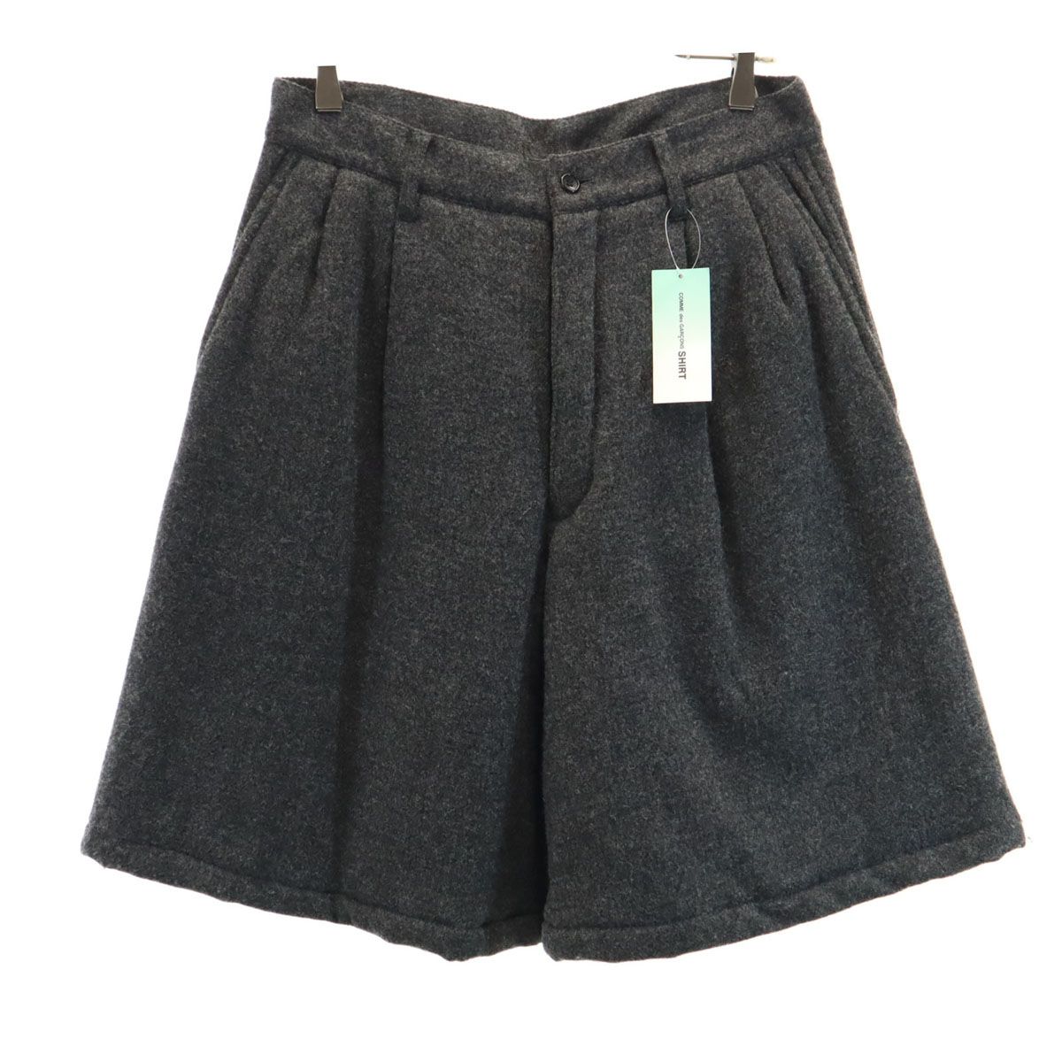 未使用 COMME des GARCONS SHIRT コムデギャルソンシャツ フランス製 ウール ショートパンツ S グレー 中綿