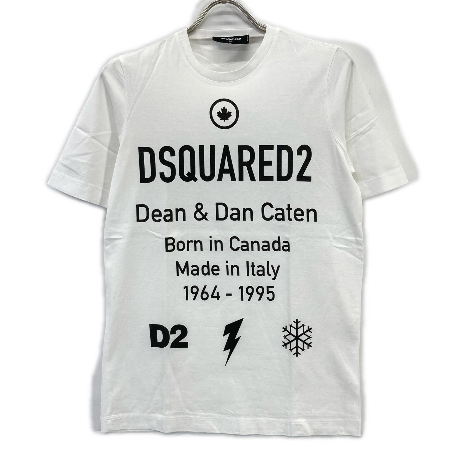 ディースクエアード ホワイト ロゴプリント Tシャツ XS