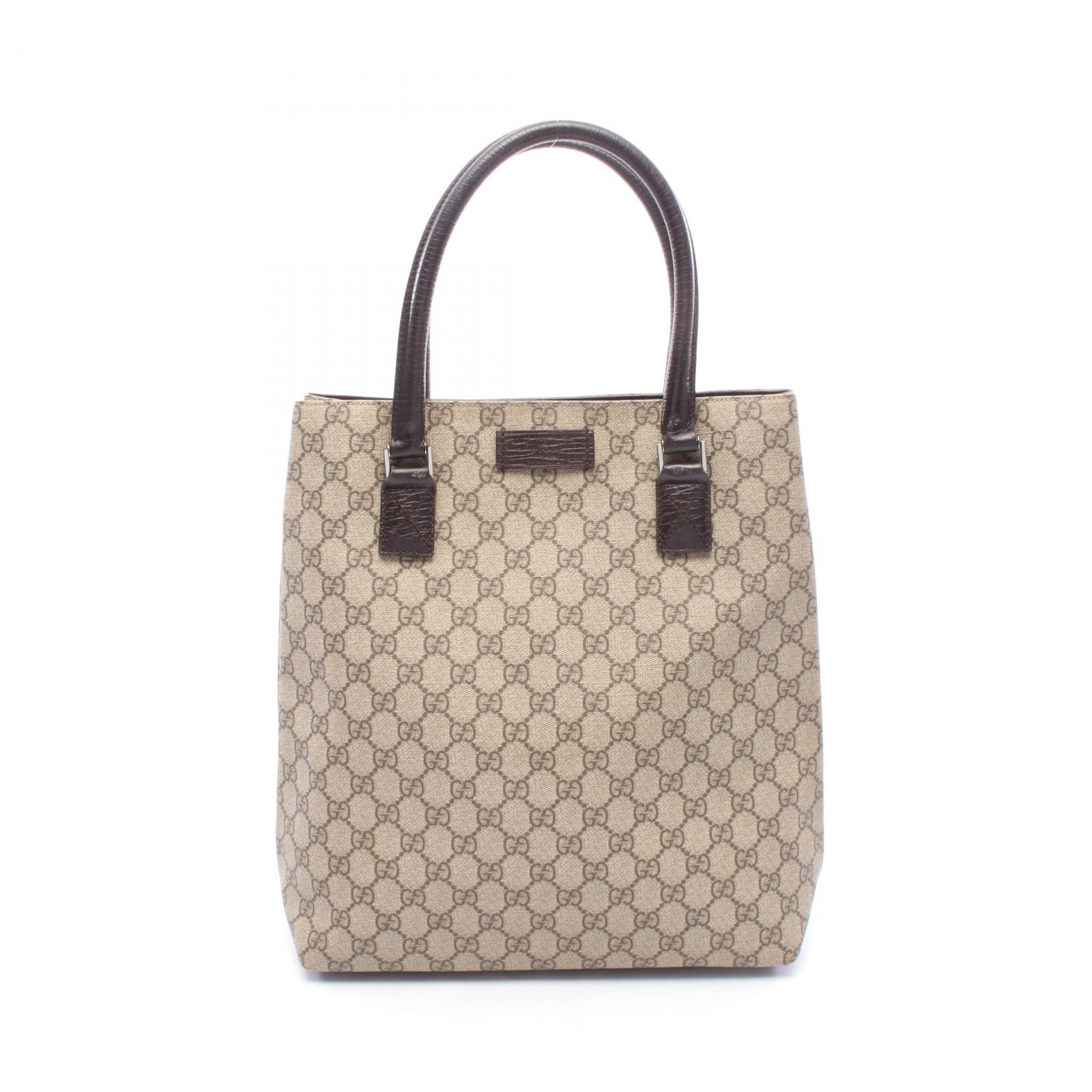 グッチ GUCCI GGプラス トートバッグ バッグ PVCコーティングキャンバス レザー レディース ベージュ系 / ブラウン系 131220 【中古】