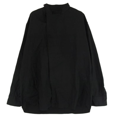 LAD MUSICIAN ラッドミュージシャン 長袖シャツ 2224-104 DIAGONAL BIG SHIRT ダイアゴナル ビッグ 長袖 バンドカラー シャツ ブラック系 44【中古】