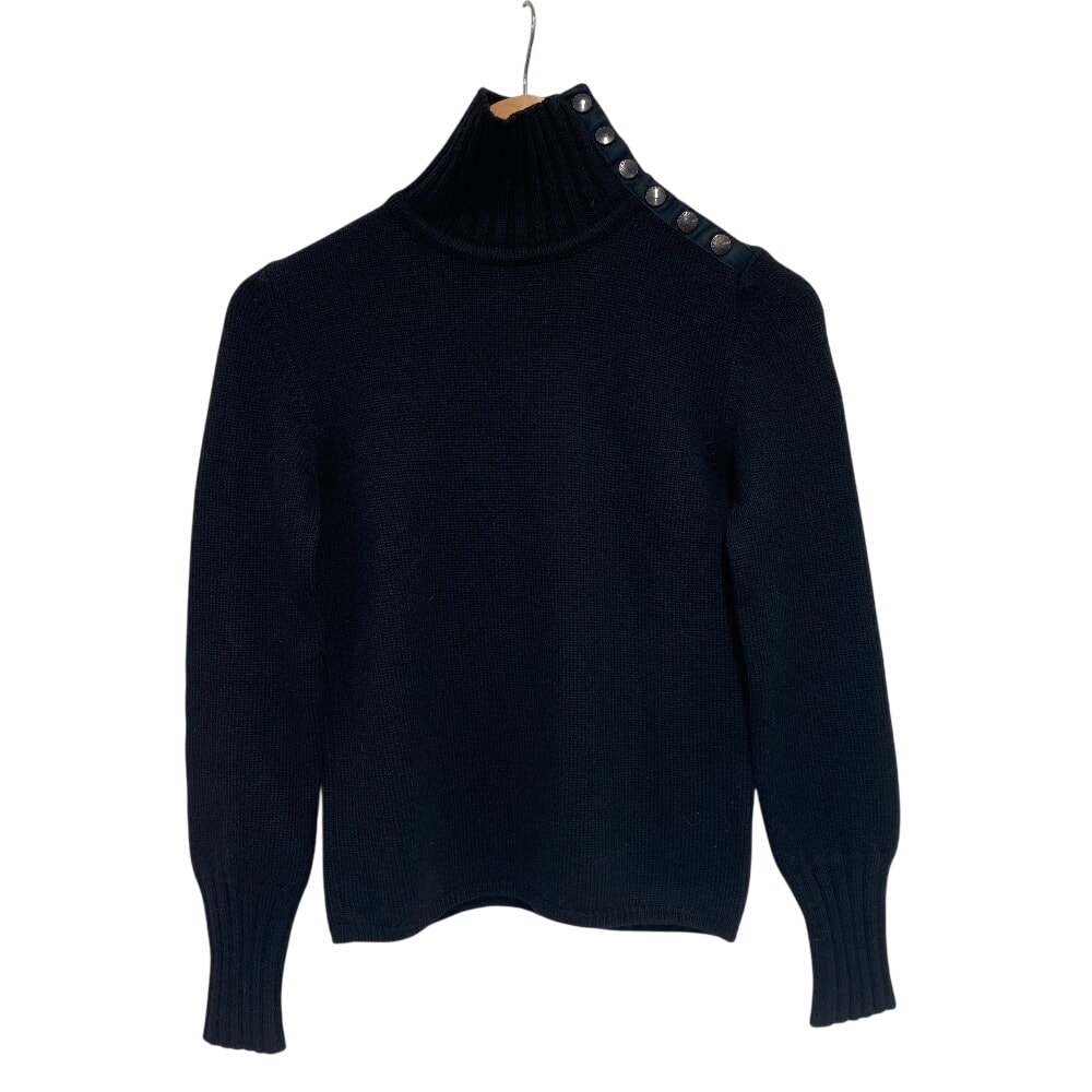 バーバリー BURBERRY セーター タートルネック ボタン ブラック