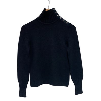 バーバリー BURBERRY セーター タートルネック ボタン ブラック