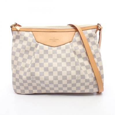 ルイ・ヴィトン LOUIS VUITTON シラクーサMM ショルダーバッグ バッグ PVCコーティングキャンバス レザー ダミエ・アズール レディース ホワイト系 N41112 【中古】