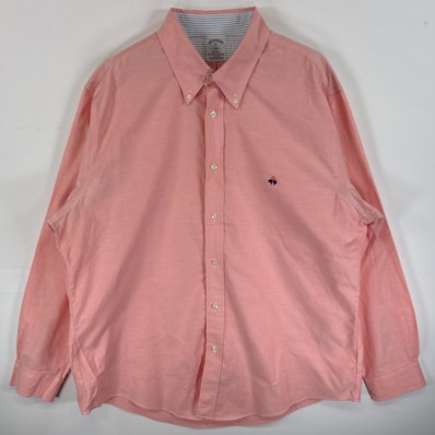 古着 ブルックスブラザーズ Brooks Brothers 長袖シャツ ワンポイント ロゴ 刺繍 ボタンダウンシャツ 1818 XL ピンク系 無地 メンズ