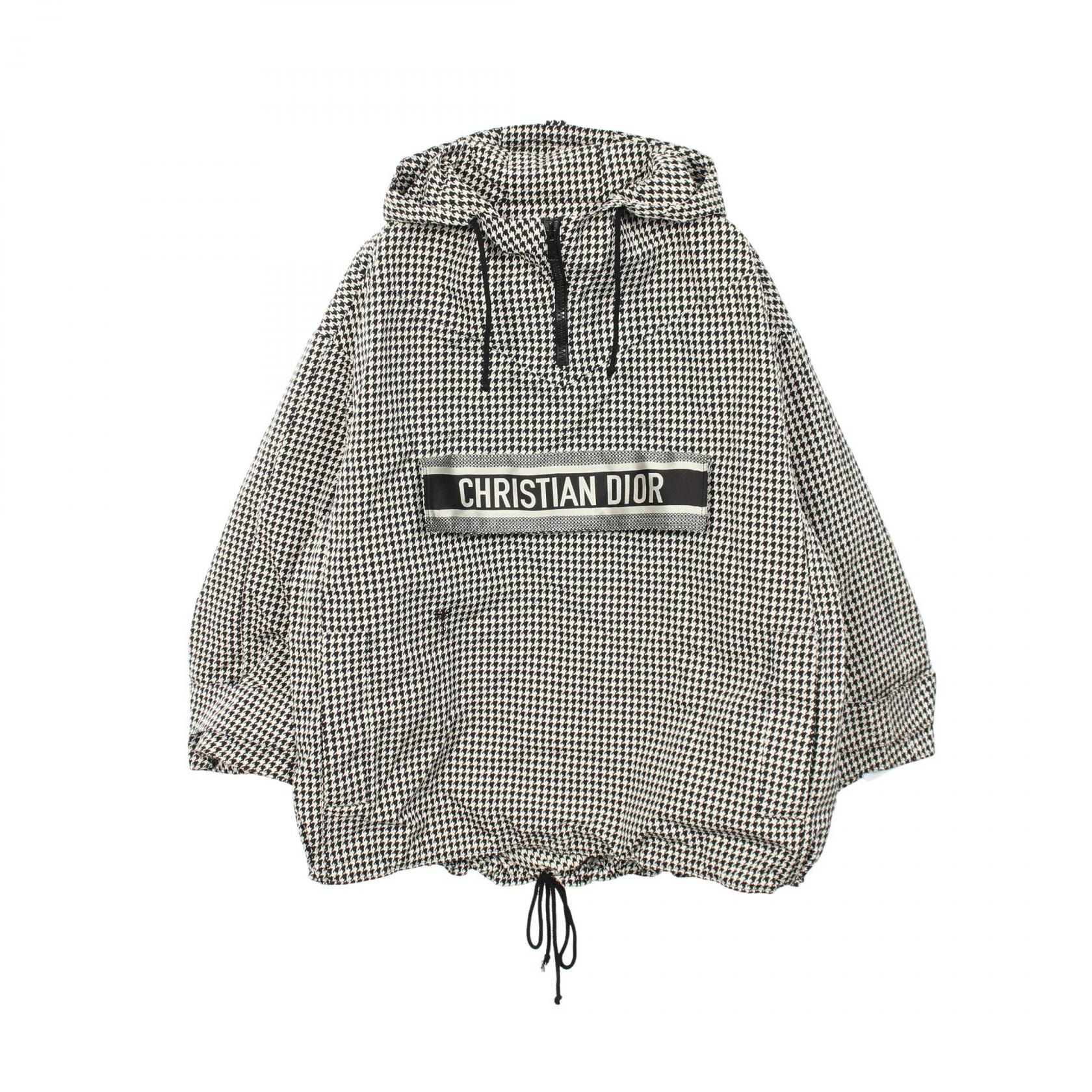 ディオール Dior 千鳥格子 フード付き アノラックジャケット マウンテンパーカー 衣料品 アウター ポリエステル メンズ ブラック系 / ホワイト系 【中古】