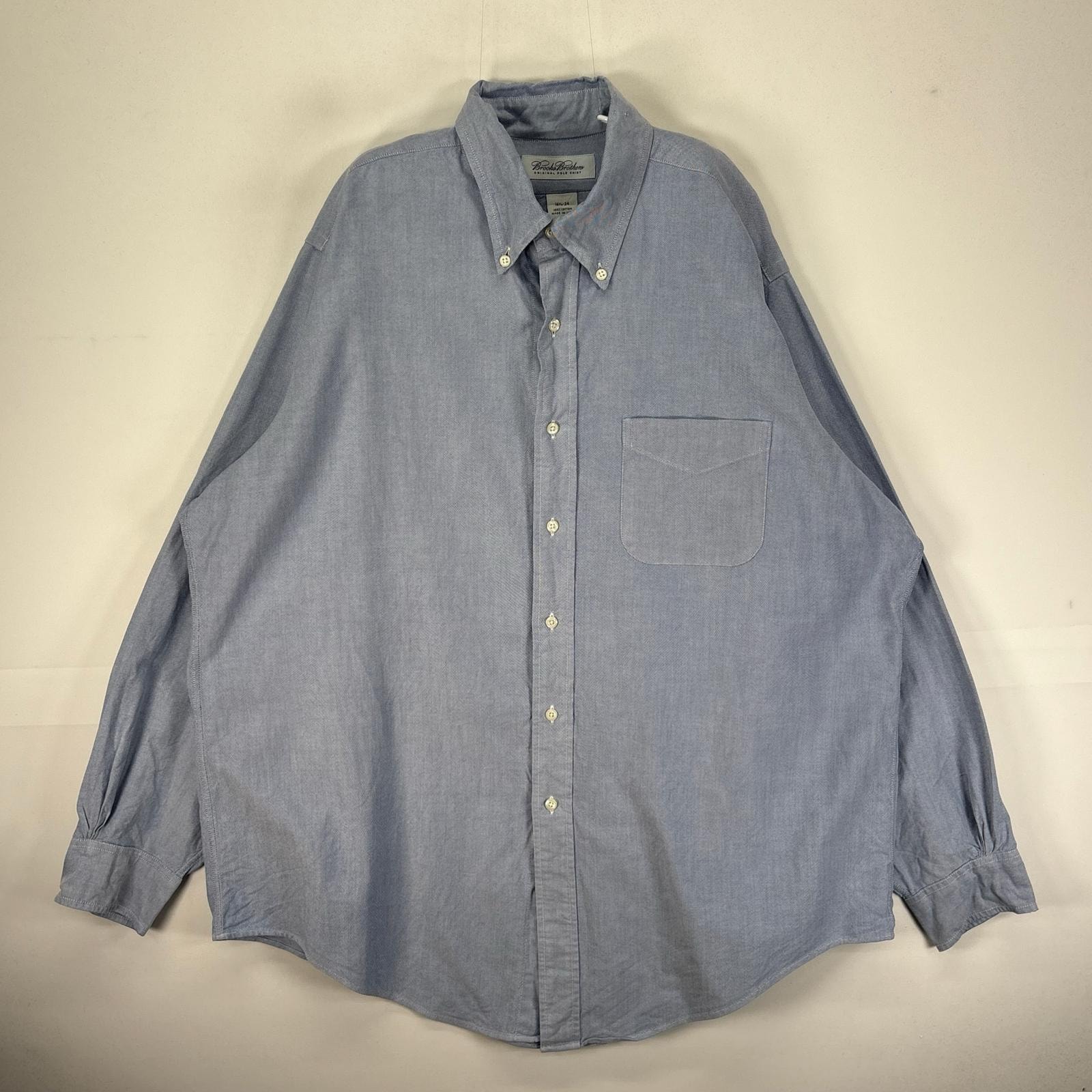 古着 ブルックスブラザーズ Brooks Brothers USA製 長袖シャツ BD 無地 USA製 L  ブルー系 無地 メンズ