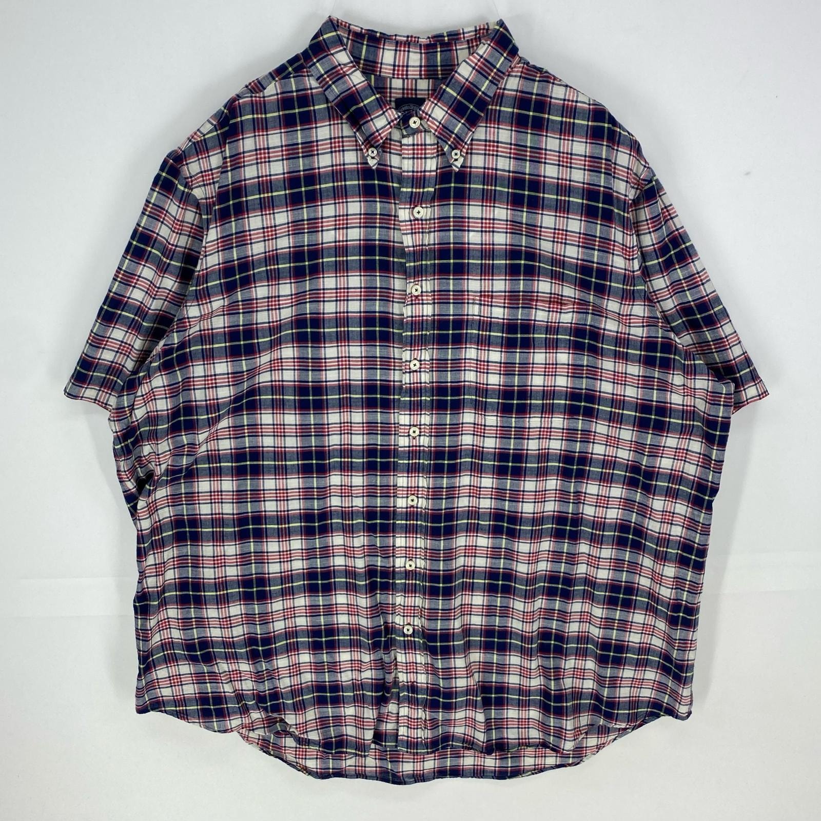 古着 ブルックスブラザーズ Brooks Brothers 半袖シャツ ボタンダウン 1818 ショートスリーブ 2XLT  ネイビー系 チェック メンズ