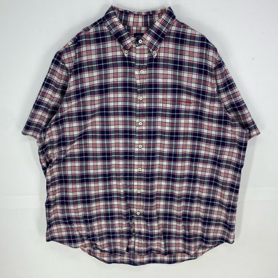 古着 ブルックスブラザーズ Brooks Brothers 半袖シャツ ボタンダウン 1818 ショートスリーブ 2XLT ネイビー系 チェック メンズ