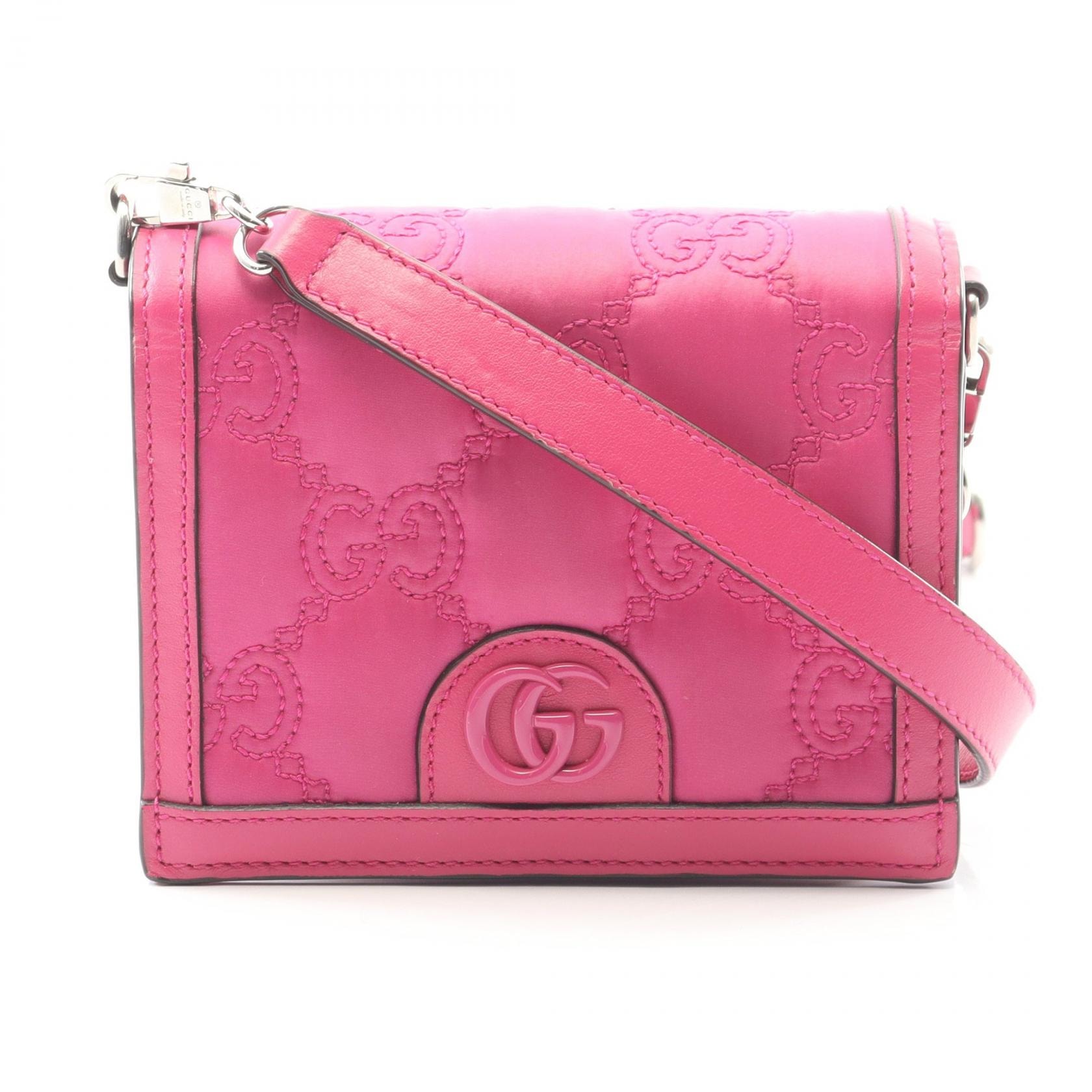グッチ GUCCI GGマトラッセ ミニ ショルダーバッグ バッグ ナイロン レザー レディース ピンク系 723777 【中古】