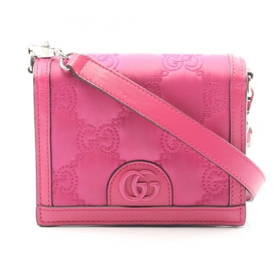 グッチ GUCCI GGマトラッセ ミニ ショルダーバッグ バッグ ナイロン レザー レディース ピンク系 723777 【中古】