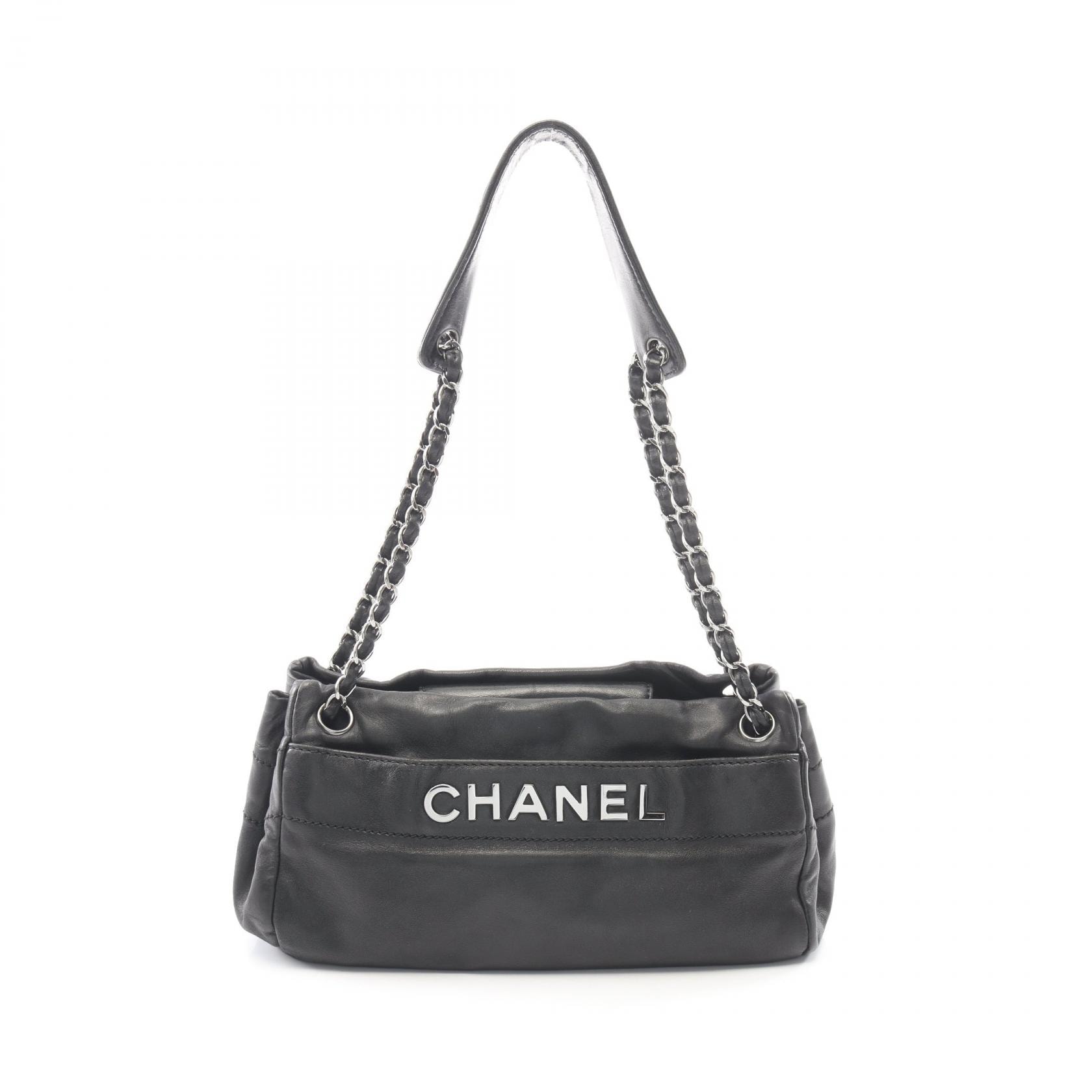 シャネル CHANEL ロゴ ショルダーバッグ バッグ ラムスキン(羊革) レディース ブラック系 【中古】