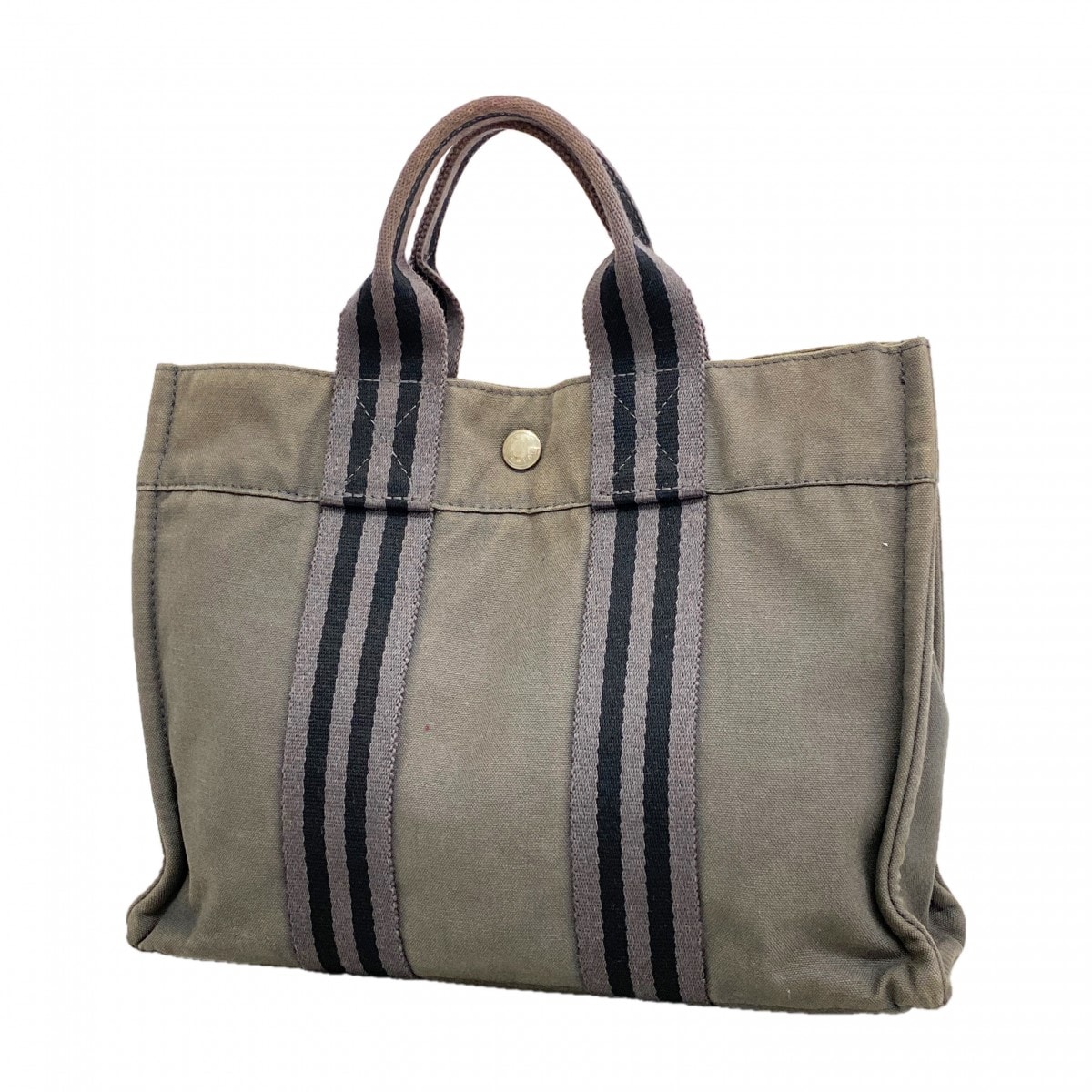 【6gd4639-k】エルメス トートバッグ フールトゥPM キャンバス グレー シルバー金具【中古】レディース