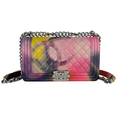シャネル CHANEL ショルダーバッグ ボーイシャネル レザー マルチカラー シルバー レディース【中古】 z10083