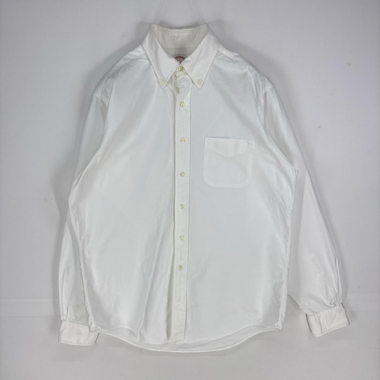 古着 ブルックスブラザーズ Brooks Brothers USA製 長袖シャツ ボタンダウン 346 ロングスリーブ L  ホワイト系 無地 メンズ