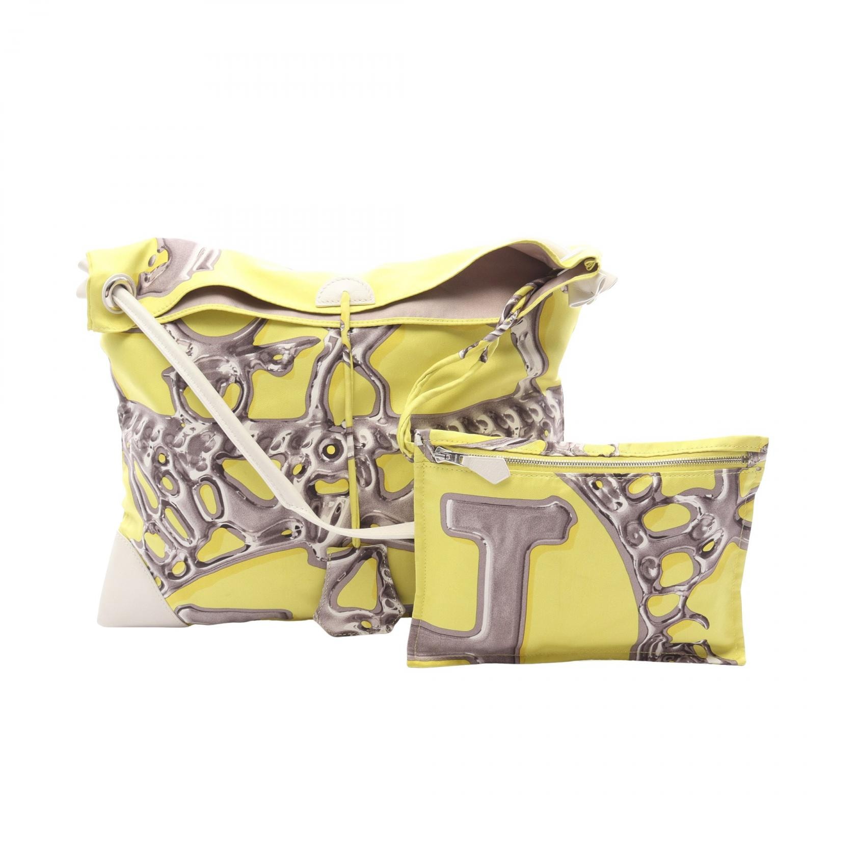 エルメス HERMES シルキーシティPM ショルダーバッグ バッグ シルク レザー シルク □O刻印(2011年製造) レディース イエロー系 / マルチカラー 【中古】