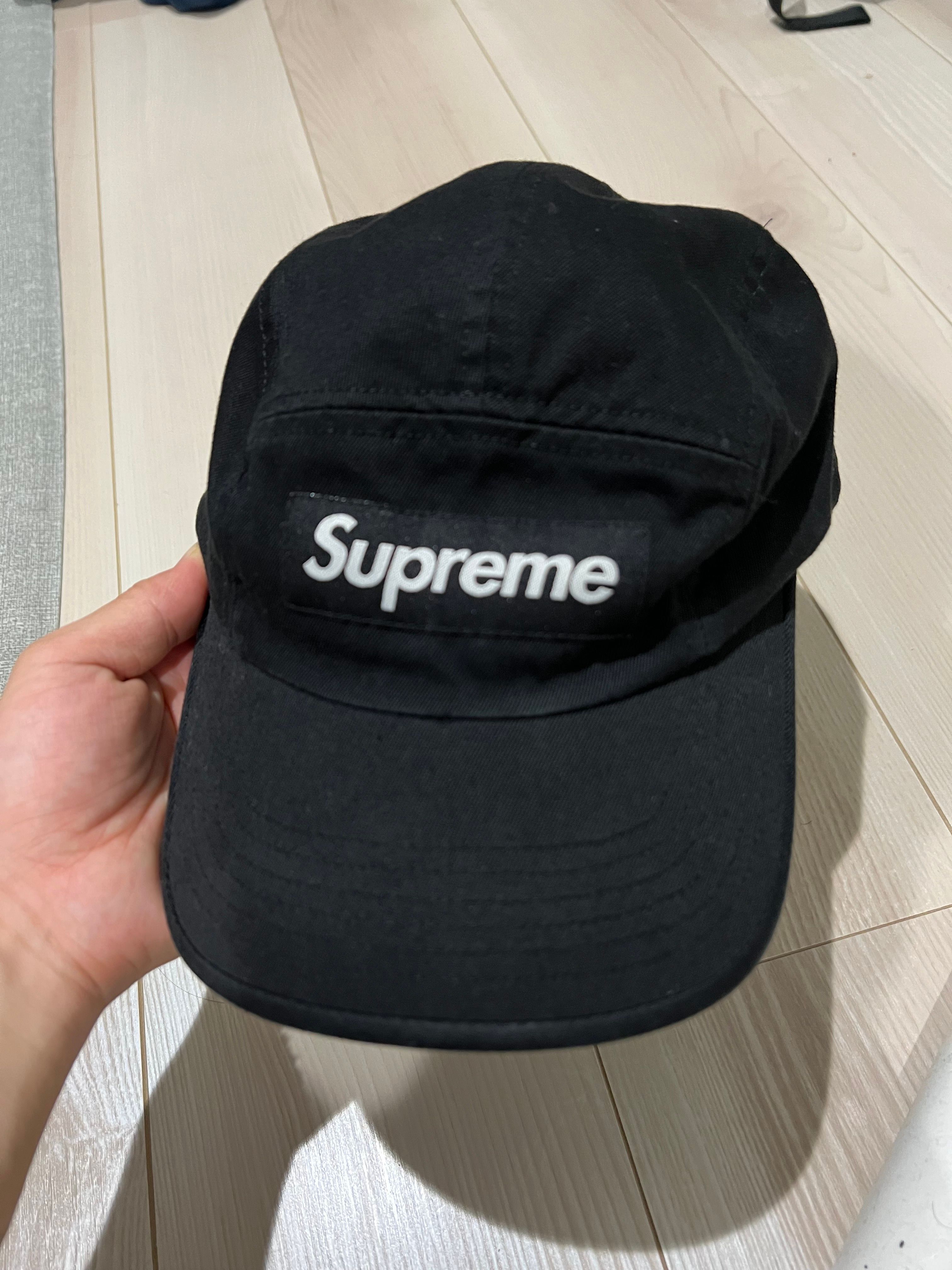 Supreme Washed Chino Twill Camp Cap "Black"(22SS)