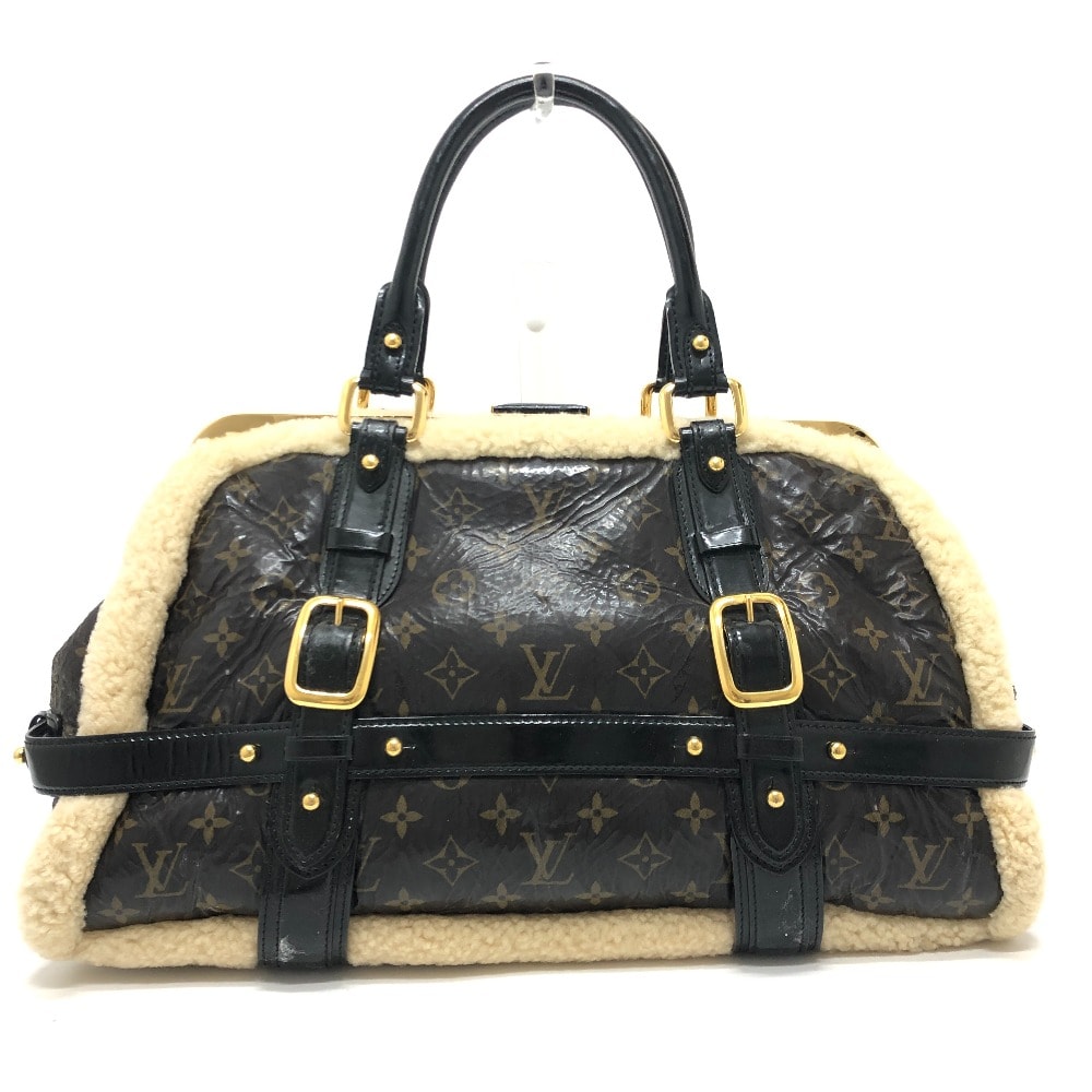 ルイヴィトン LOUIS VUITTON ストーム M95574 モノグラム・シアリング カバン ボストンバッグ ハンドバッグ パテントレザー マロン ブラウン 美品
