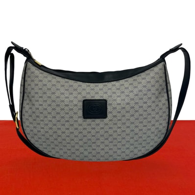 GUCCI グッチ マイクロGG ロゴ金具 レザー PVC ショルダーバッグ ネイビー
42992