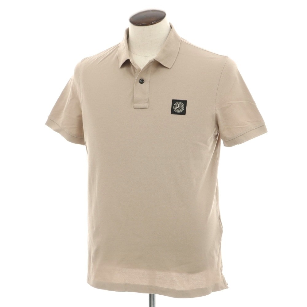 【中古】ストーンアイランド STONE ISLAND 鹿の子コットン 半袖ポロシャツ ベージュ【サイズL】【メンズ】