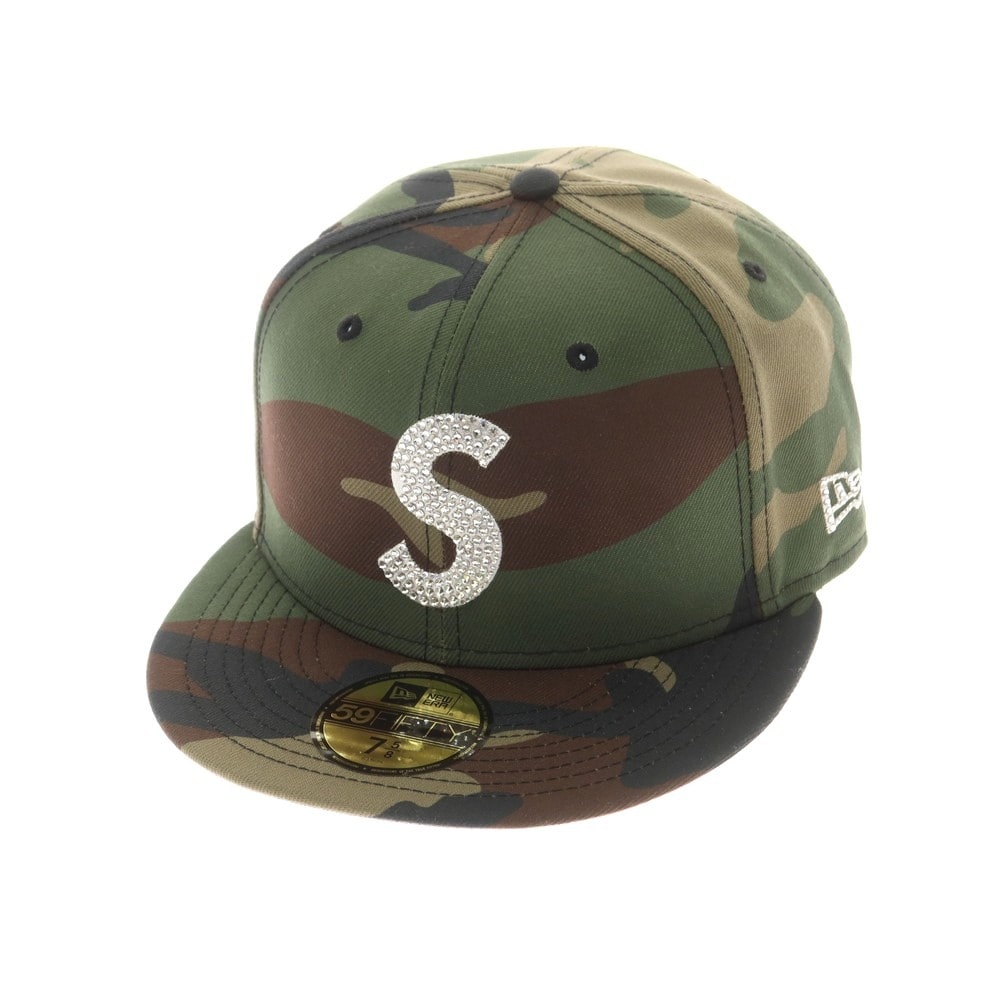 【中古】シュプリーム Supreme 2025年秋冬 Swarovski S Logo New Era カモフラージュ柄 キャップ グリーンxブラウン【サイズ7 5/8】【メンズ】