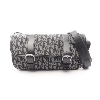 ディオール Dior トロッター メッセンジャーバッグ ショルダーバッグ バッグ キャンバス レザー レディース ネイビー系 / ブラック系 【中古】