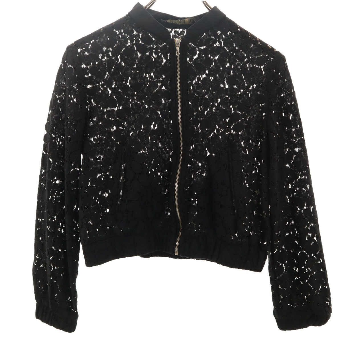 ZARA BASIC ザラベーシック リネン 花柄 レース ジャケット S ブラック