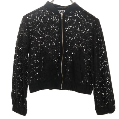 ZARA BASIC ザラベーシック リネン 花柄 レース ジャケット S ブラック