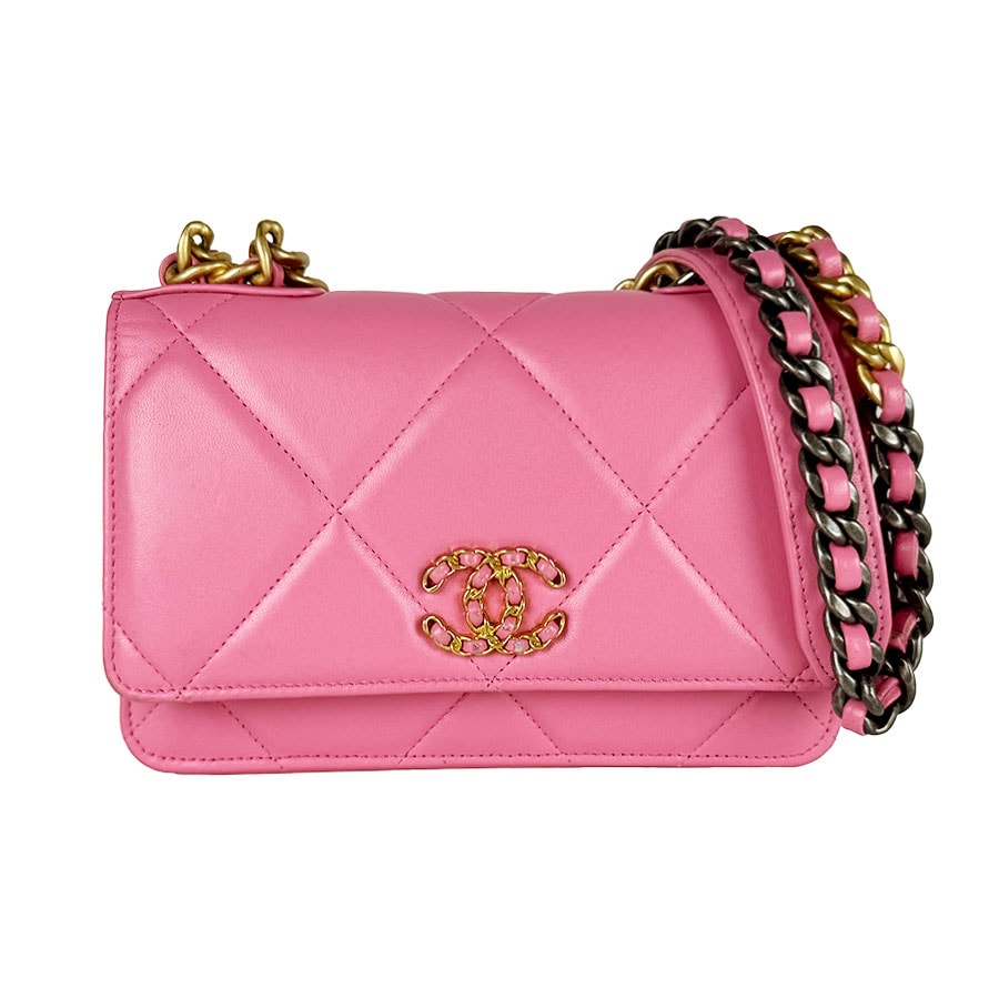シャネル CHANEL チェーンウォレット レザー ピンク レディース【中古】 z11092