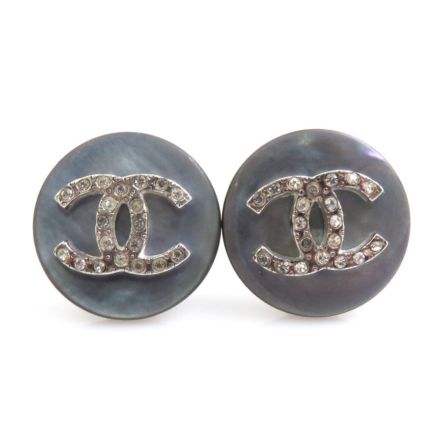 シャネル CHANEL イヤリング ココマーク シェル/メタル グレー/シルバー レディース【中古】 e62191a