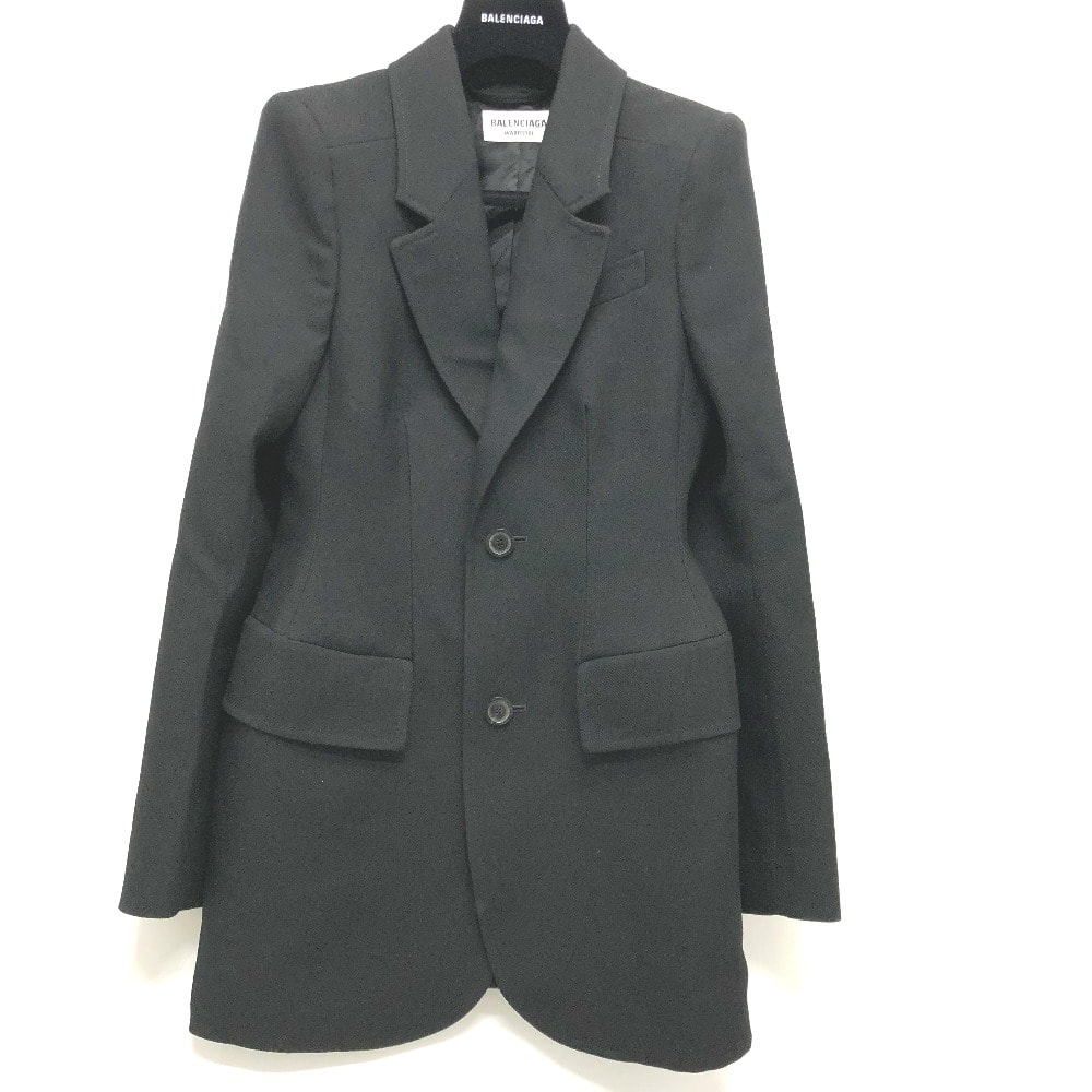 バレンシアガ BALENCIAGA ブラックベーシックジャケット 571278 シングル アパレル/肩パッド 長袖 アパレル ジャケット コットン ブラック 新品同様