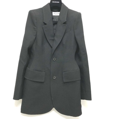 バレンシアガ BALENCIAGA ブラックベーシックジャケット 571278 シングル アパレル/肩パッド 長袖 アパレル ジャケット コットン ブラック 新品同様