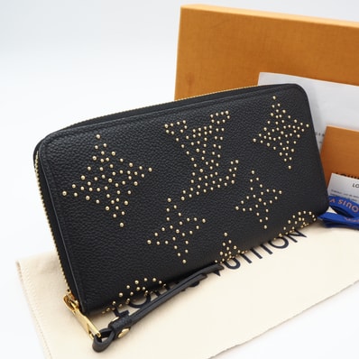 極美品 LOUIS VUITTON ルイ・ヴィトン モノグラム アンプラント(スタッズ) ジッピー ウォレット M82649 長財布 ブラック カーフレザー レディース