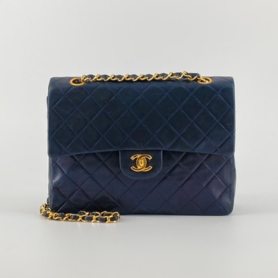 CHANEL(シャネル) マトラッセ25 シングルフラップ 1番台 チェーン ショルダーバッグ ネイビー