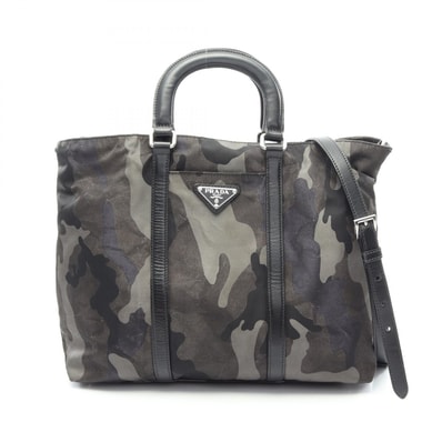 プラダ PRADA カモフラージュ 2WAY ハンドバッグ バッグ ナイロン レザー レディース カーキ系 / マルチカラー BN2791 【中古】