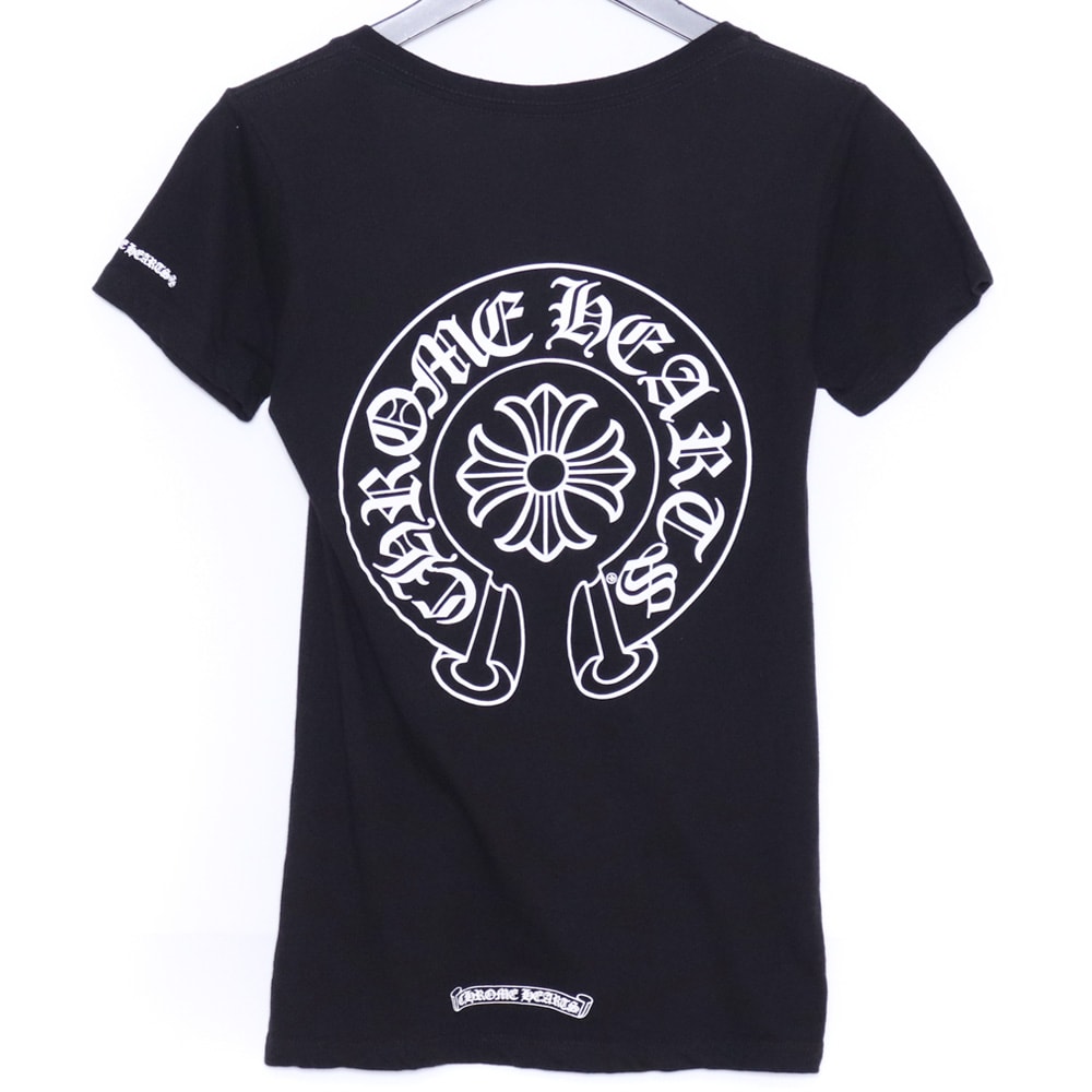 CHROME HEARTS レディース ホースシュープリント VネックTシャツ