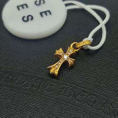Chrome Hearts 22K CH Cross Baby Fat Charm with Pave Diamond "Yellow Gold"