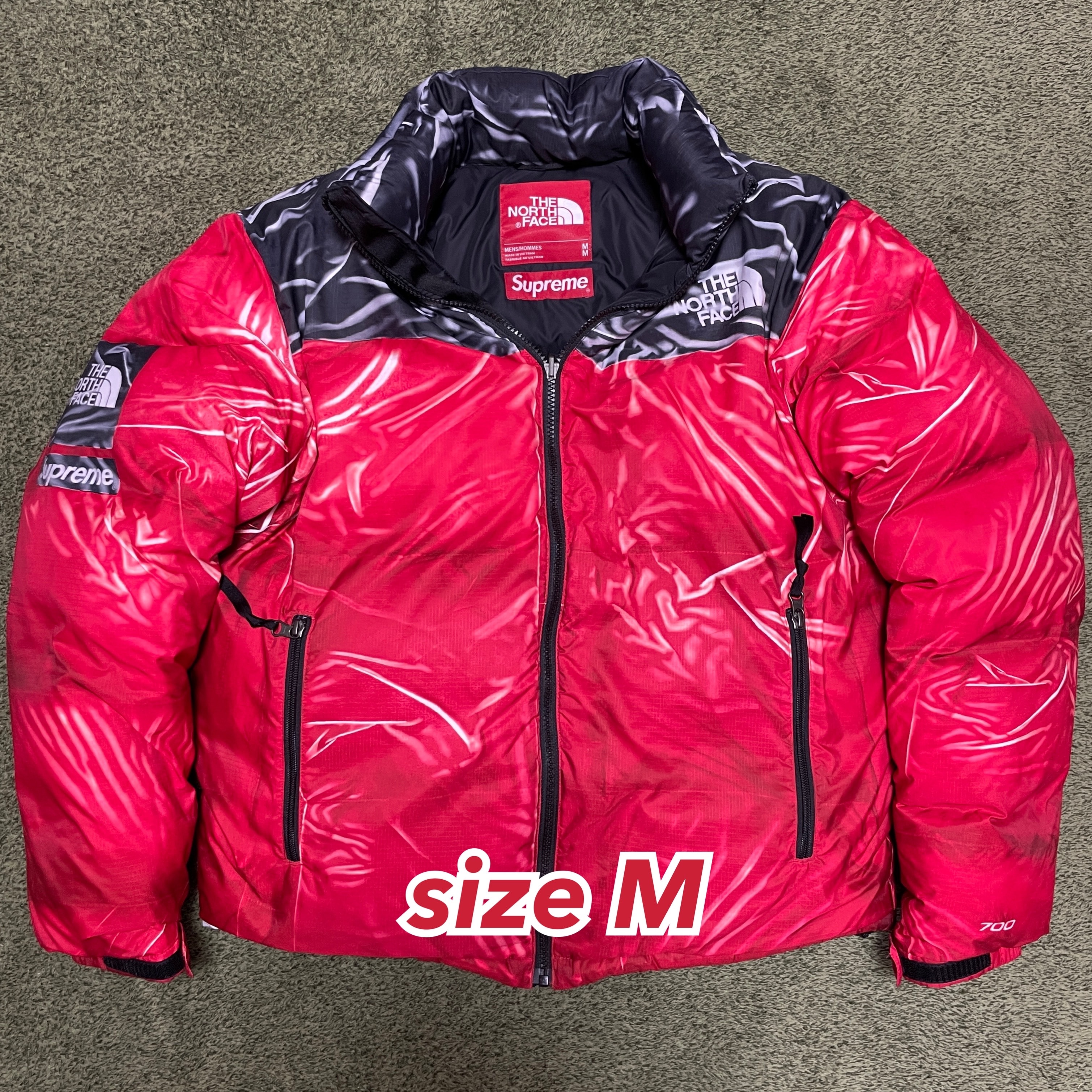 Supreme x The North Face Trompe Loeil Printed Nuptse Jacket "Red"