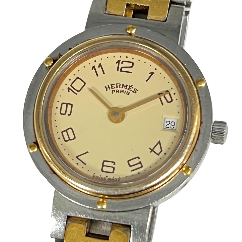 HERMES エルメス クリッパー デイト クォーツ レディース 腕時計 C1244