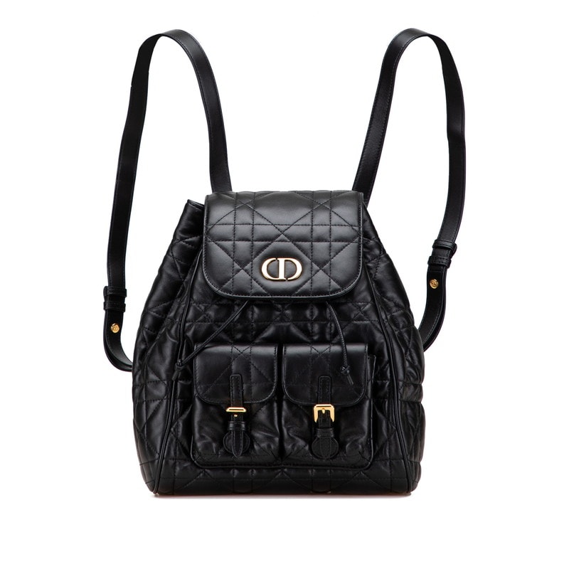 ディオール マクロカナージュ Caro カロ ミディアム リュック バッグパック ブラック レザー レディース Dior 中古