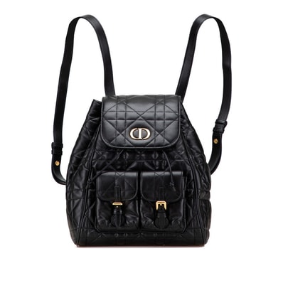 ディオール マクロカナージュ Caro カロ ミディアム リュック バッグパック ブラック レザー レディース Dior 中古