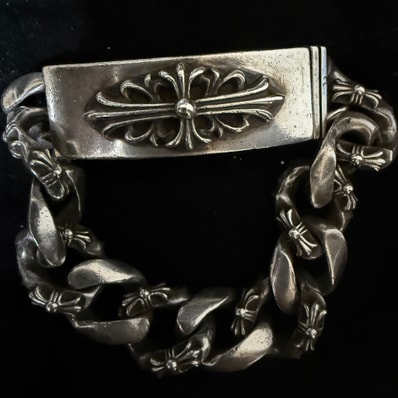 Chrome Hearts ID Fancy Link Floral Cross Bracelet "Silever"