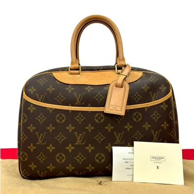 LOUIS VUITTON ルイヴィトン ドーヴィル モノグラム レザー PVC ハンドバッグ ブラウン
16220