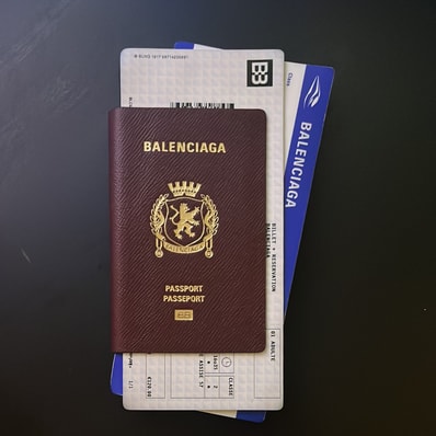 BALENCIAGA Passport Long Wallet 2 Tickets In Semi Matte Soft Textured Calfskin "Dark Red"