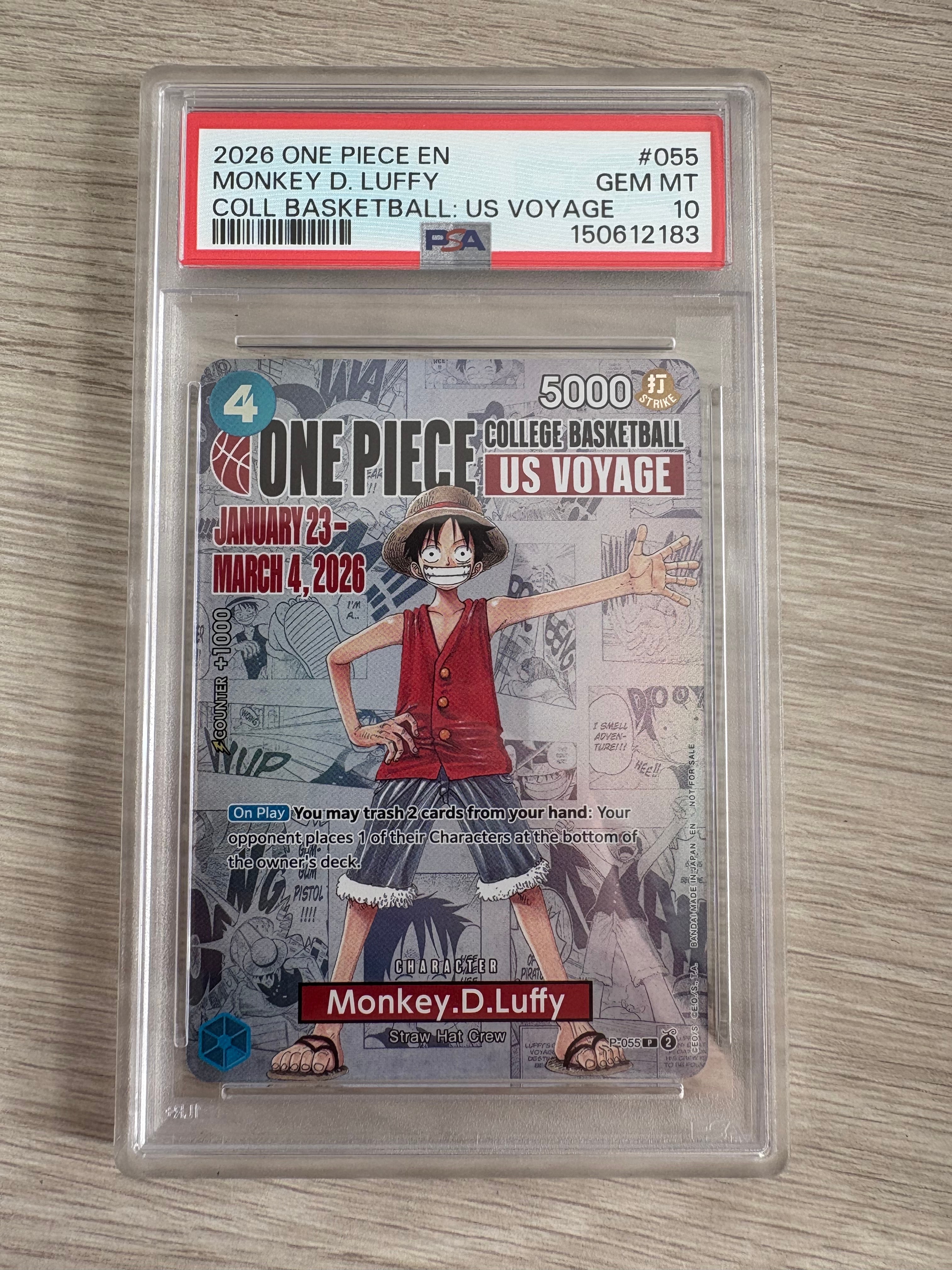 モンキー・D・ルフィ:P (開封済) [P-055]【英語版】(プロモーションカード「ワンピース カレッジ バスケットボール:USボヤージュ」)